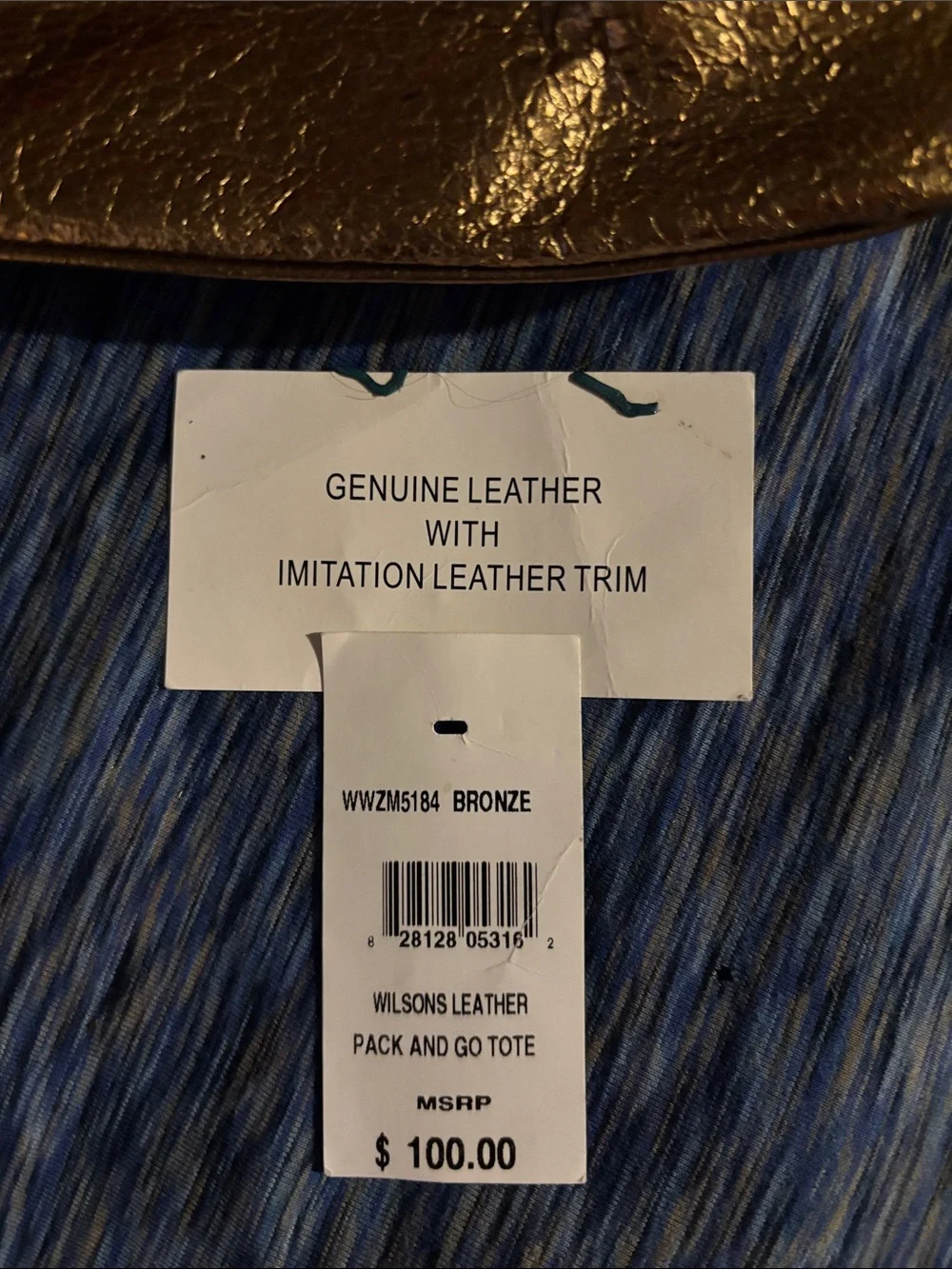 Wilsons Leather Metallic Bronze Tote with Matching Wristlet